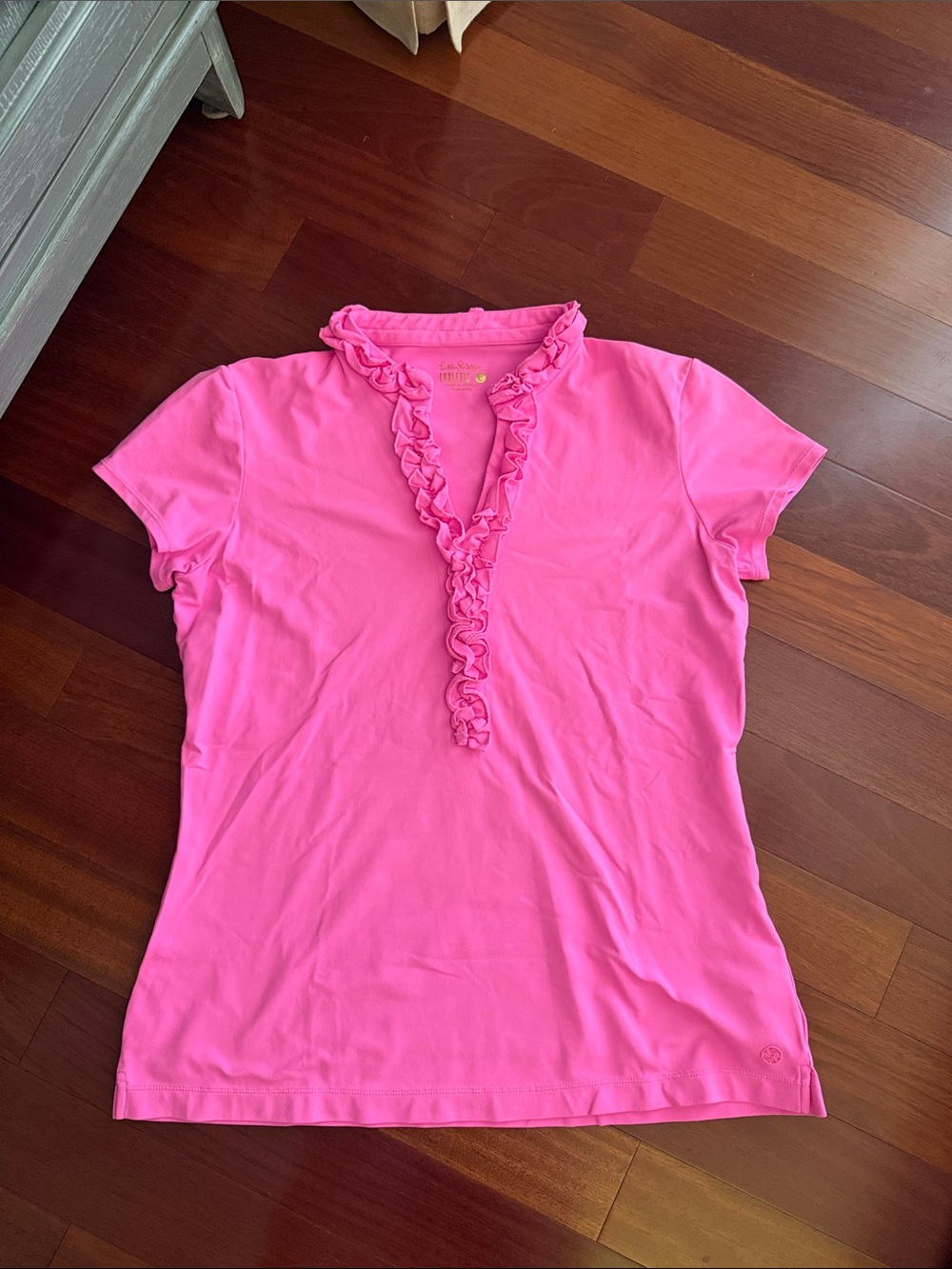 Lilly Pulitzer Hot Pink Ruffled V-Neck Top